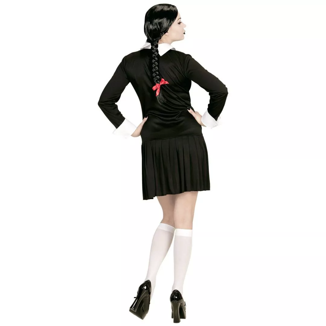 Sort Skolepige Kjole ala Wednesday Addams, str. XS